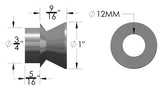 3/4" to 12mm High Misalignment Spacer Zinc Plated Steel 2 Inch Mounting Width Pair