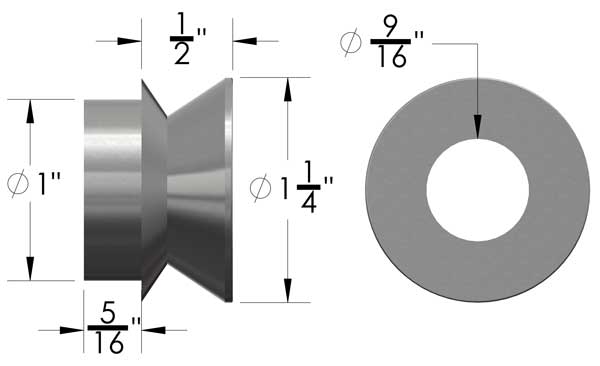 1 to 9-16 High Misalignment Spacer Pair Zinc Plated Steel 2 3-8 Inch Mounting Width