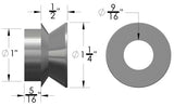 1 to 9-16 High Misalignment Spacer Pair Zinc Plated Steel 2 3-8 Inch Mounting Width