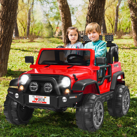 HoneyJoy 12V 2-Seater RC Electric Truck for Kids with Storage - Red