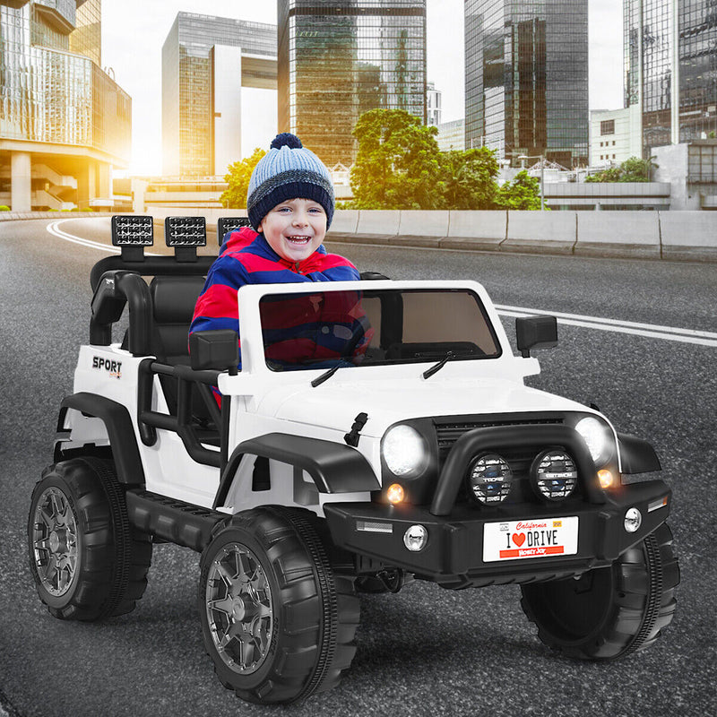 HoneyJoy 12V 2-Seater RC Electric Truck for Kids with Storage - White