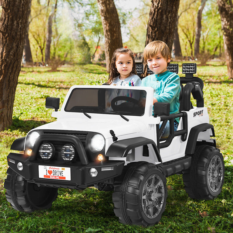 HoneyJoy 12V 2-Seater RC Electric Truck for Kids with Storage - White