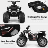 HoneyJoy 12V Kids ATV Quad Ride On Car with LED Light & Music - Black