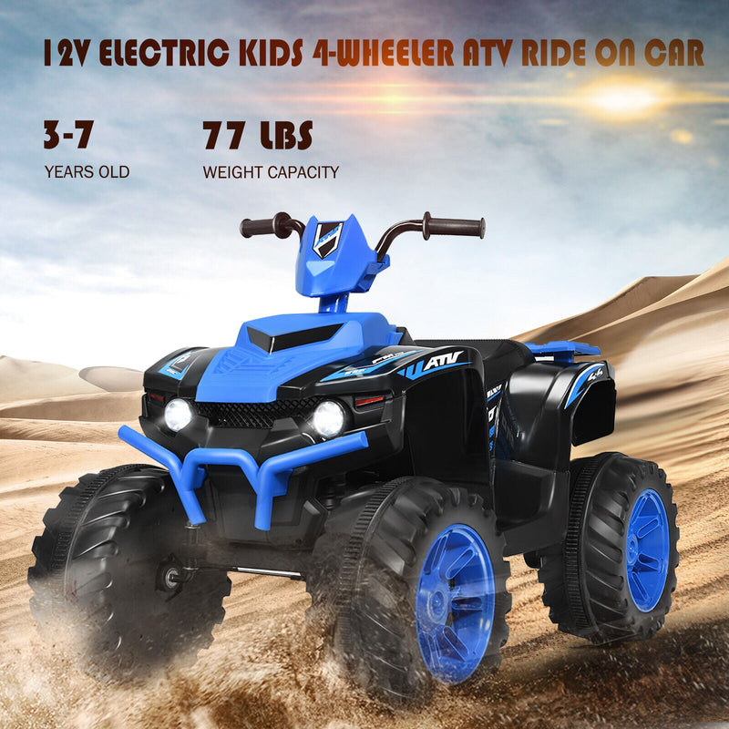 HoneyJoy 12V Kids ATV Quad Ride On Car with LED Light & Music - Navy