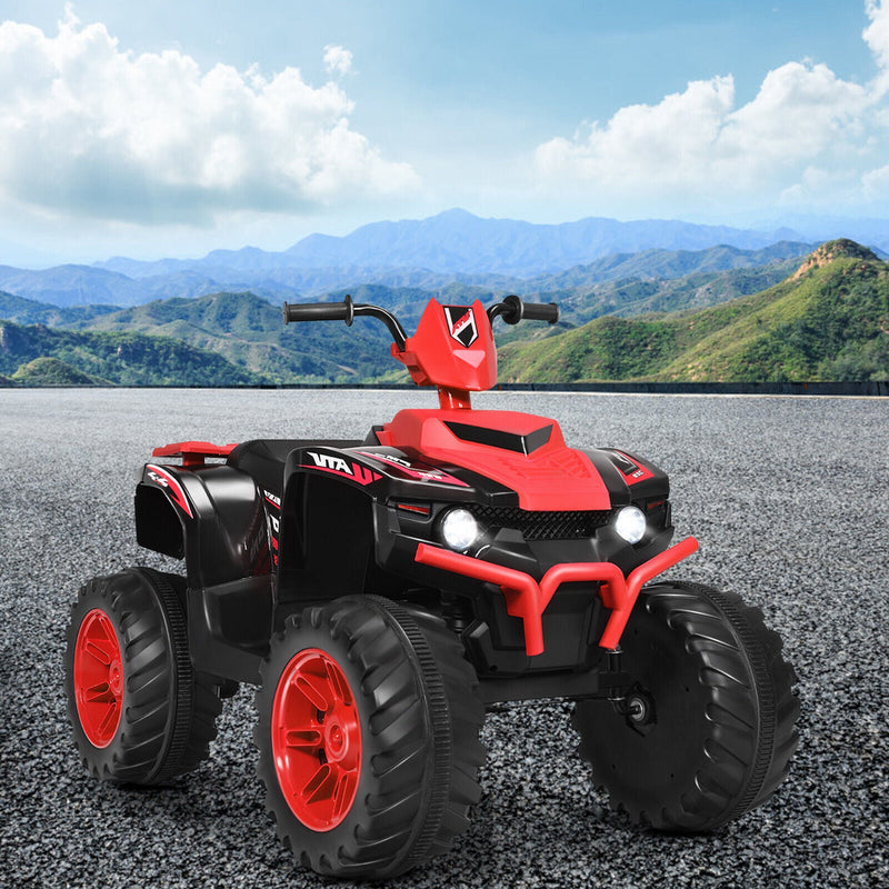 HoneyJoy 12V Kids ATV Quad Ride On Car with LED Light & Music - Red
