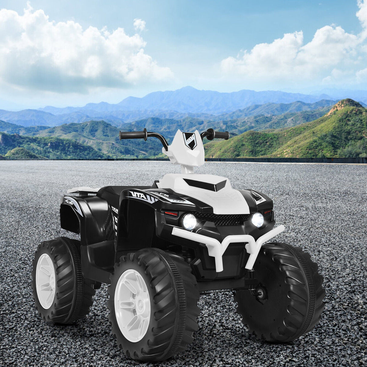 HoneyJoy 12V Kids ATV Quad Ride On Car with LED Light & Music - White