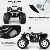 HoneyJoy 12V Kids ATV Quad Ride On Car with LED Light & Music - White