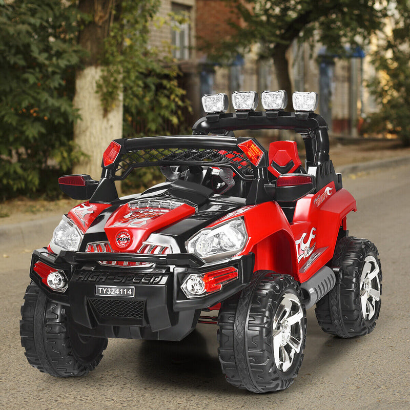 HoneyJoy 12V Kids Ride On Truck Car SUV with Remote Control, LED Lights, and MP3 Player - Perfect Christmas Gift