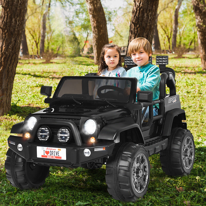HoneyJoy 12V Kids Ride On Truck with Remote Control and Storage - Black