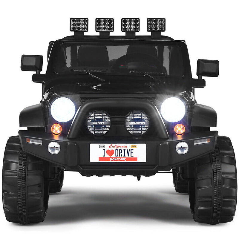 HoneyJoy 12V Kids Ride On Truck with Remote Control and Storage - Black