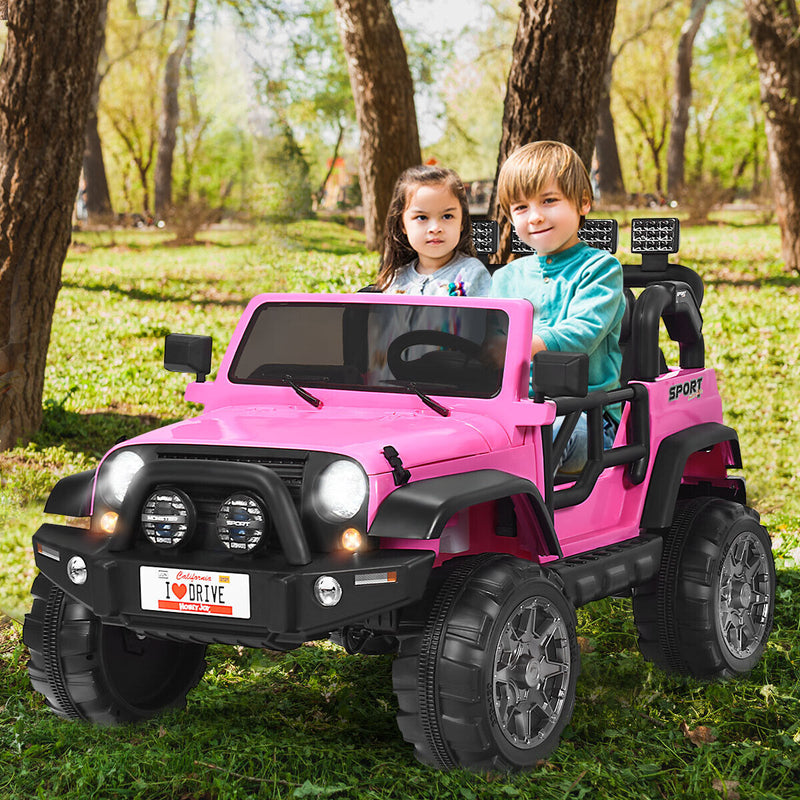 HoneyJoy 12V Kids Ride On Truck with Remote Control and Storage - Pink