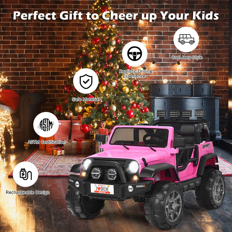 HoneyJoy 12V Kids Ride On Truck with Remote Control and Storage - Pink