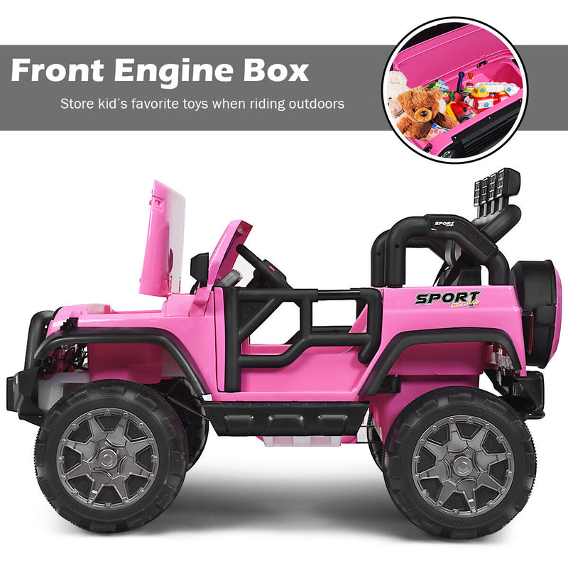HoneyJoy 12V Kids Ride On Truck with Remote Control and Storage - Pink