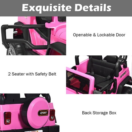 HoneyJoy 12V Kids Ride On Truck with Remote Control and Storage - Pink