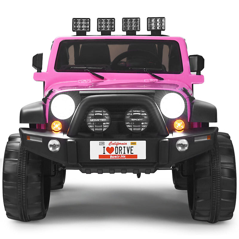 HoneyJoy 12V Kids Ride On Truck with Remote Control and Storage - Pink