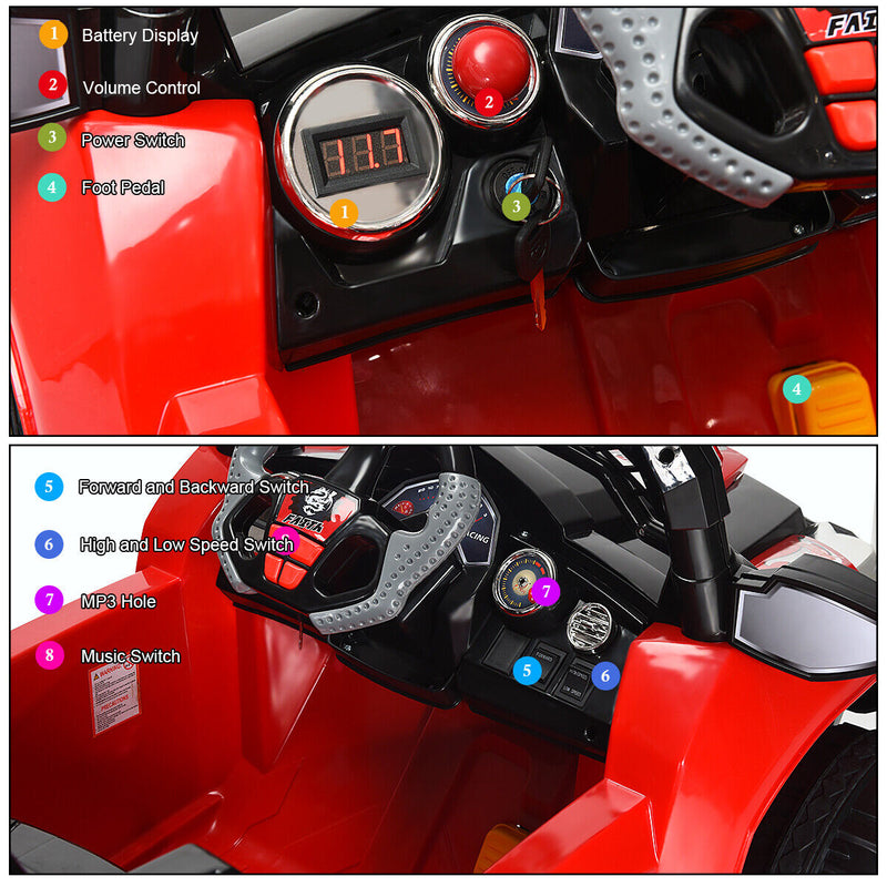 HoneyJoy 12V RC Truck Car with LED Light and MP3 Player - Perfect Christmas Gift for Kids