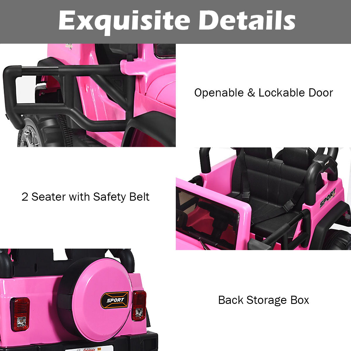 HoneyJoy 2 Seater Ride On Truck for Kids - 12V RC Electric Vehicle with Storage