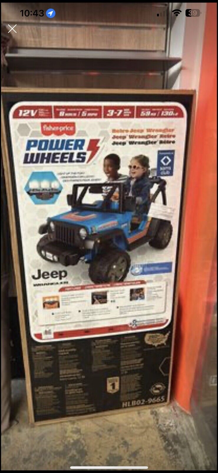 Hot Wheels Jeep Wrangler Ride-On - Blue (CBG61) - 2 Seater