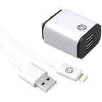 iEssentials 2.4-Amp Dual USB Wall Charger with Lightning to USB-A Cable, 4 ft. TekShack