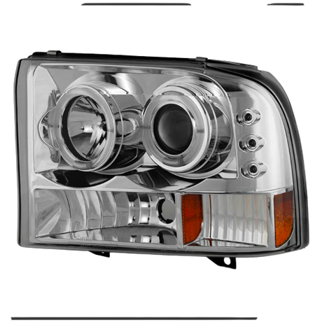 Spyder Chrome 1-PC. Projector Headlights W/ LED HALO - 6.0/7.3 Powerstroke (1999-2004)