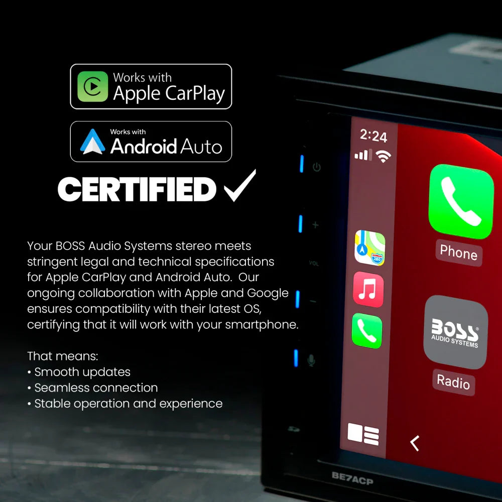 Boss Elite BE12ACP.WX 12" Single Din Wireless Apple Carplay/Android Auto Boss Elite