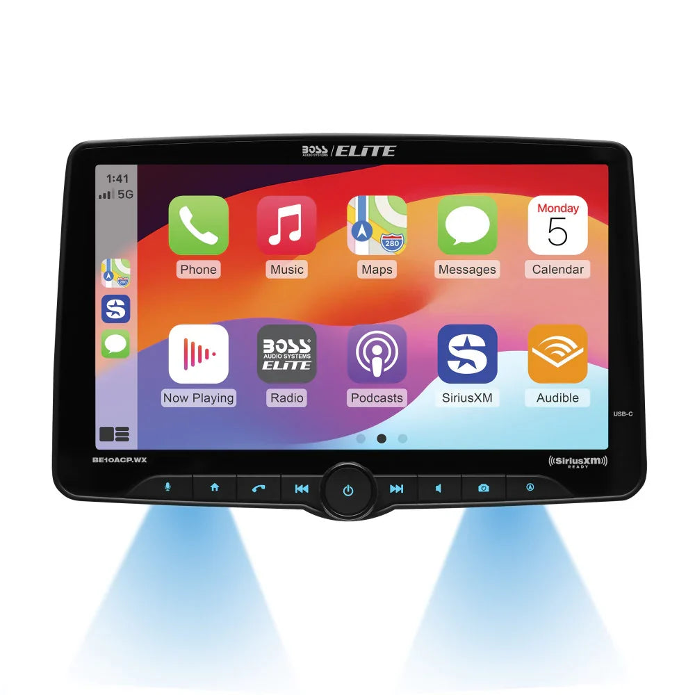Boss Elite BE10ACP.WXC 10.1" Single Din Touchscreen w/ Wireless Apple Carplay/Android Auto XM Ready + Camera Boss Elite