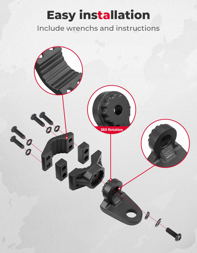 ATV/ UTV Whip Light / Flag Mounting Bracket for 7/8"-9/8" Handlebar Rack Bars