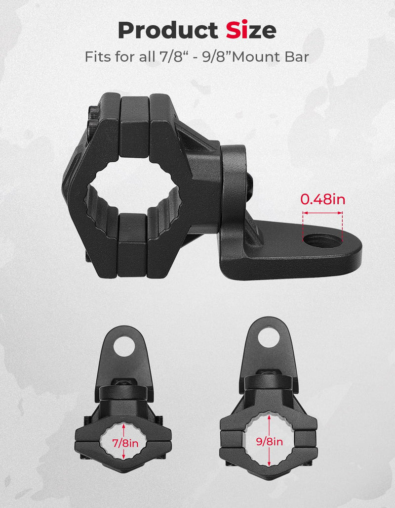 ATV/ UTV Whip Light / Flag Mounting Bracket for 7/8"-9/8" Handlebar Rack Bars