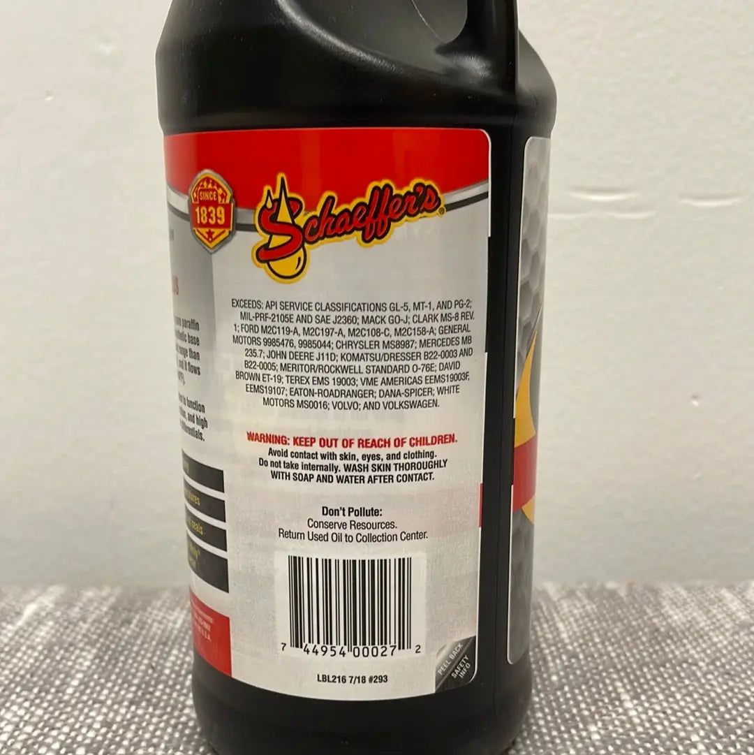 Schaefer’s synthetic gear lube Platinum High Performance Solutions, LLC.