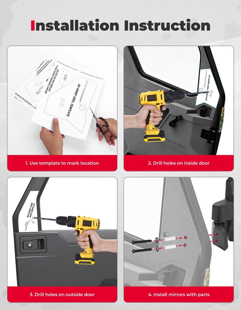 Upgraded Side Mirrors for Ranger 1000 570/Commercial Pro XD