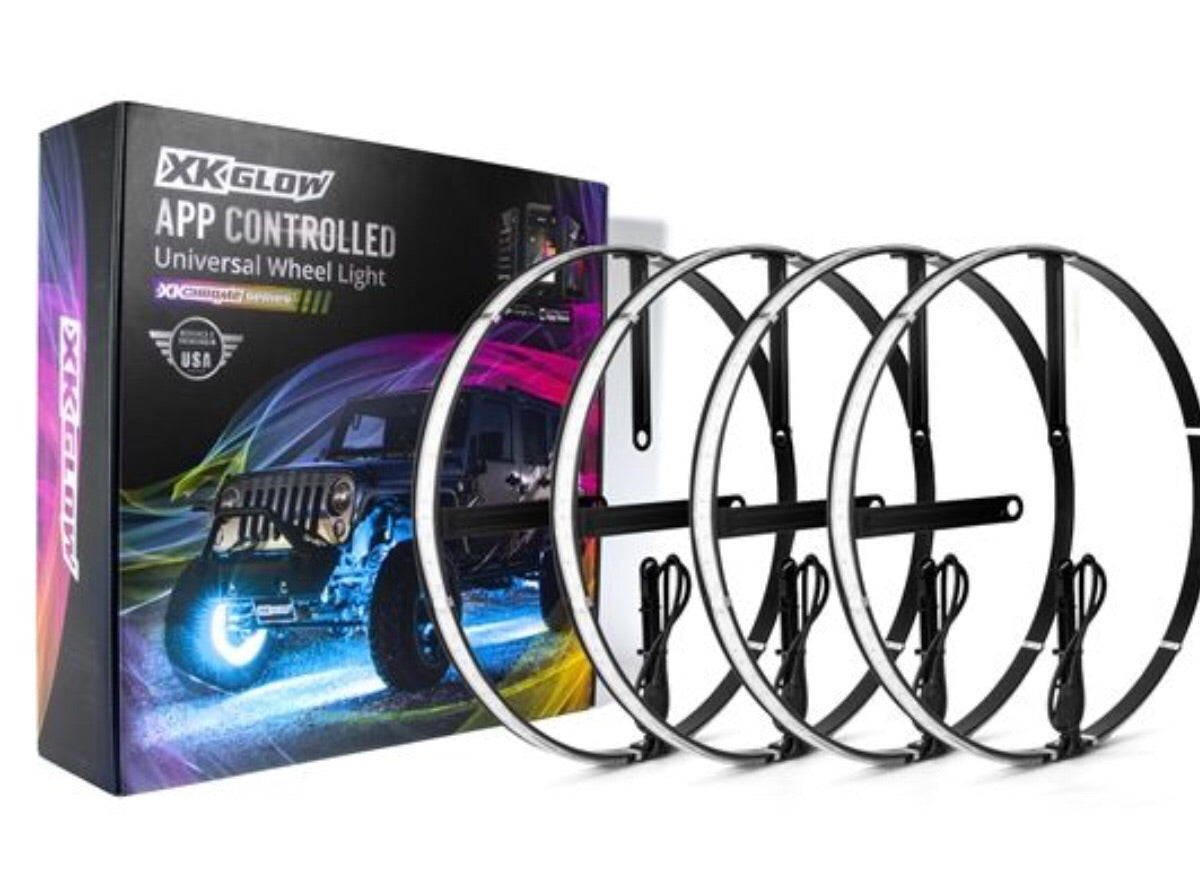 XK 4 pc 15” Wheel Ring Light Kit App Controlled Far From Stock - Meyer Distributing