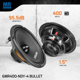 PRV Audio 6MR400-NDY-4 | 6.5" 400W Neodymium Bullet Midrange Speaker PRV Audio