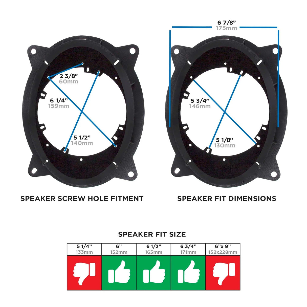 Metra 82-8150 Speaker Adapters For Toyota/Lexus 2012-2024 6" to 6.75" Metra