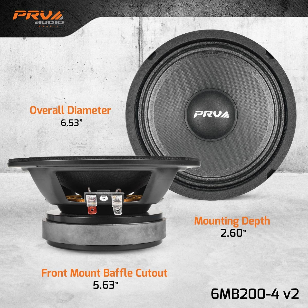 PRV Audio 6MB200-4 v2 6.5" 200W RMS Midbass Speaker (Single)