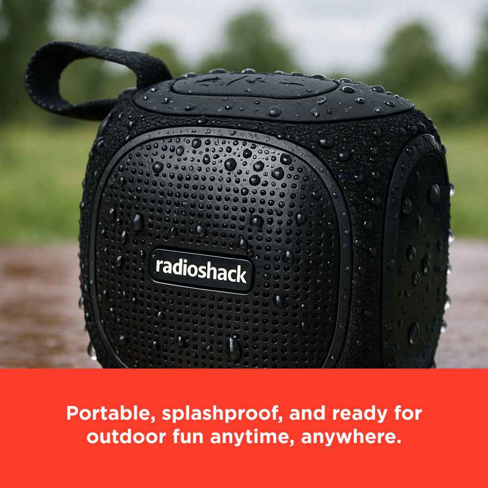 RadioShack Bluetooth Mini Speaker 10W, FM Radio, USB/AUX, IPX5 Water Resistant, RGB Lights, TekShack