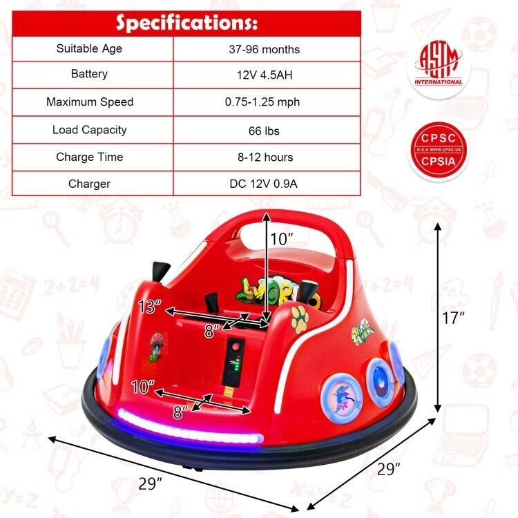 Interactive 12V Electric Ride-On Car for Toddlers with Remote Control and LED Lights