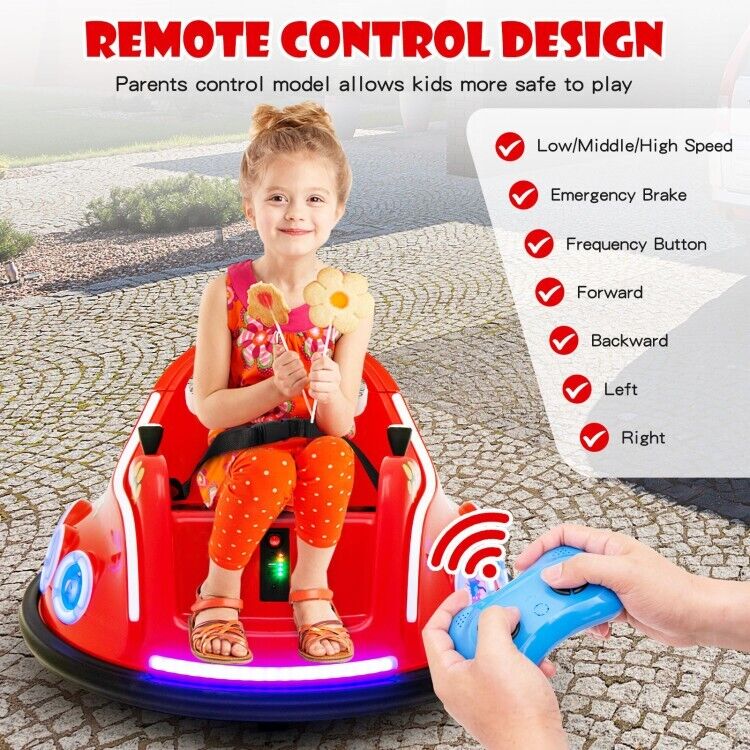 Interactive 12V Electric Ride-On Car for Toddlers with Remote Control and LED Lights