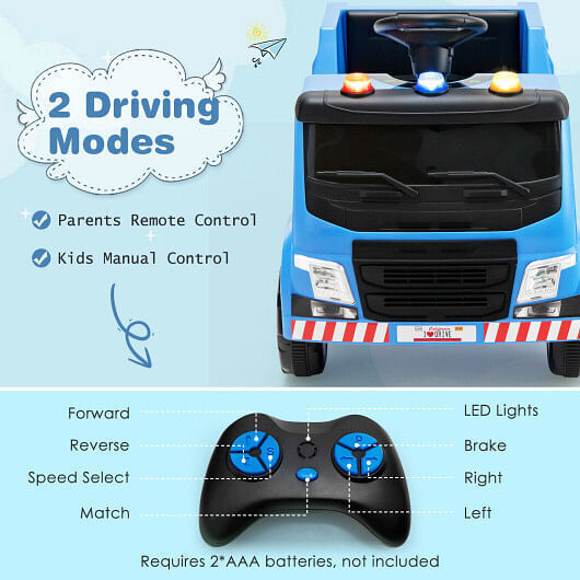 Interactive 12V Garbage Truck for Kids with Warning Lights and Recycling Accessories