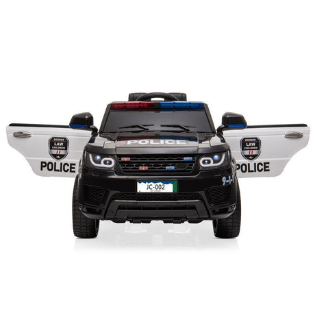 Interactive 12V Kids Police Car with Music, LED Lights, and Remote Control