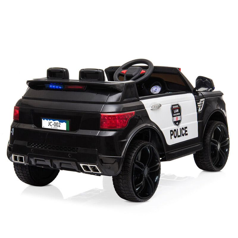 Interactive 12V Kids Police SUV Ride-On Car with LED Lights, Music, Sirens, and Remote Control