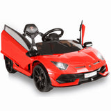 Green 2.4G RC Electric Ride-On Car for Kids with Light and Music, Openable Doors