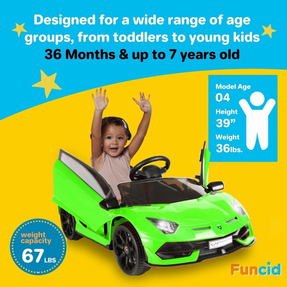 Green 2.4G RC Electric Ride-On Car for Kids with Light and Music, Openable Doors