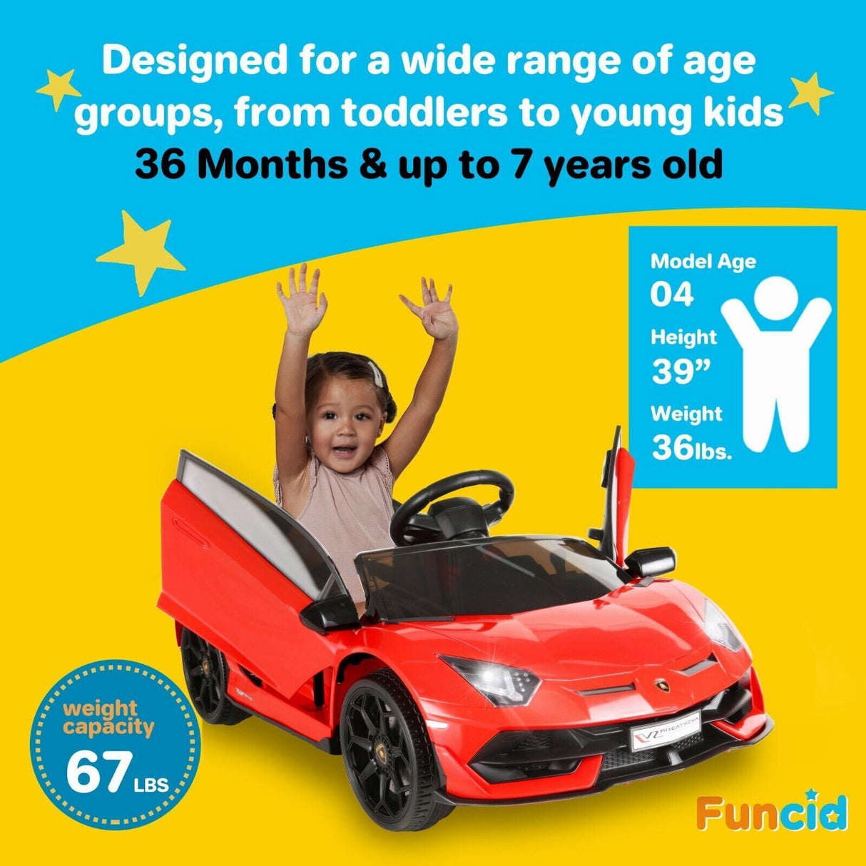Premium 12V Ride-On Car for Kids with Remote Control, Lights, Music, and Openable Doors