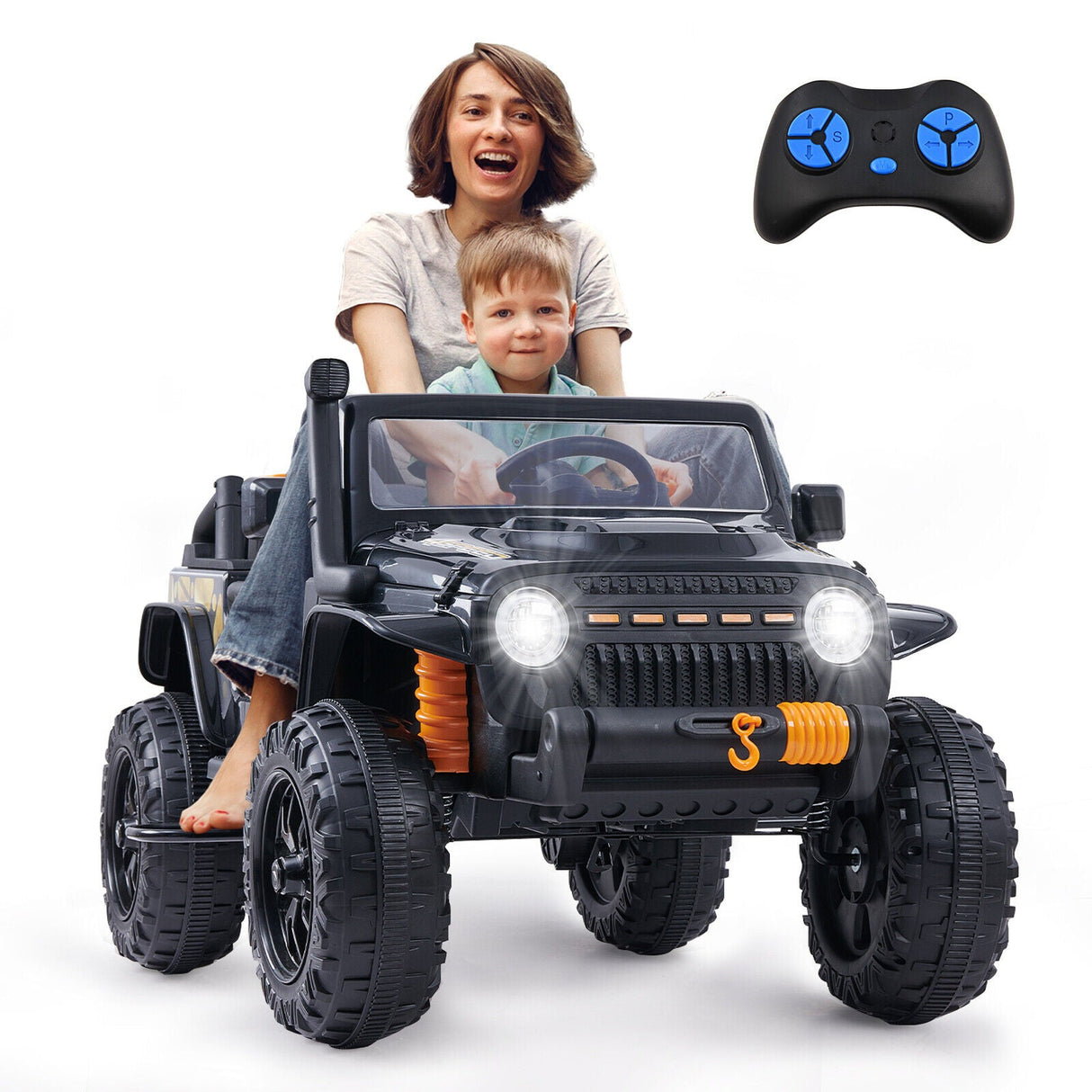 Interactive 24V Ride-On Car with Lights, Music, and Remote Control for Kids and Adults
