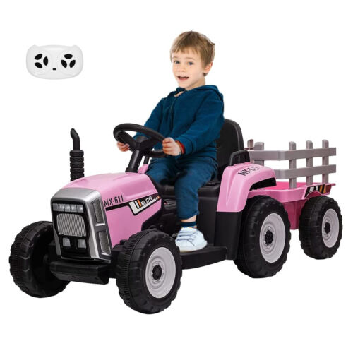 Interactive 12V Ride-On Tractor Trailer for Kids with Remote Control and MP3 Player