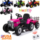 Interactive 12V Ride-On Tractor Truck with Music and Detachable Trailer - Perfect Gift for Boys and Girls