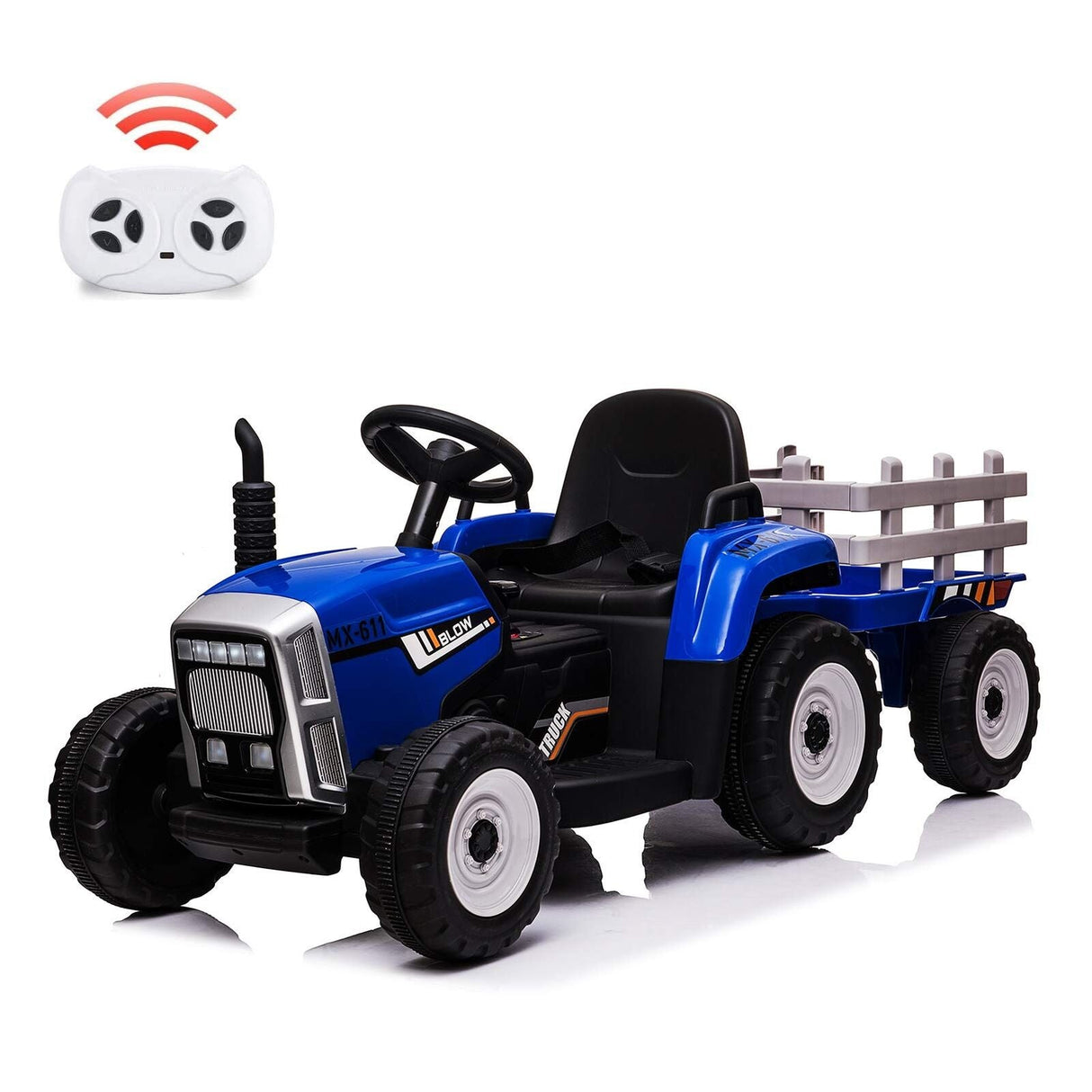Interactive 12V Ride-On Tractor Truck with Music and Detachable Trailer - Perfect Gift for Boys and Girls