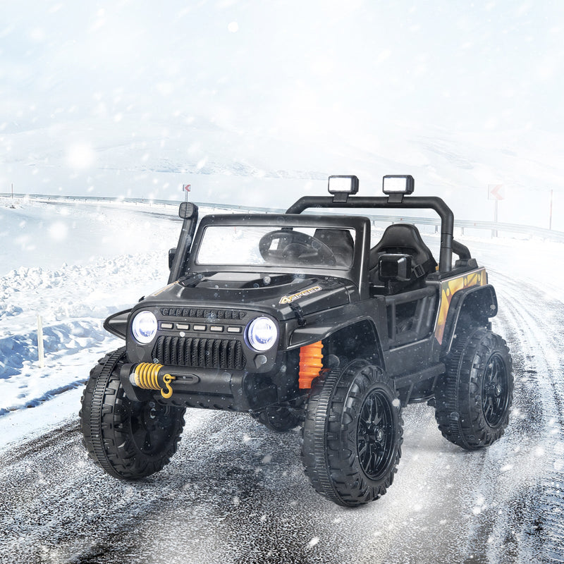 Interactive 12V Ride On Truck with Remote Control, LED Lights, and Music for Parent-Child Fun