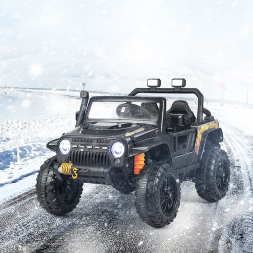 Interactive 12V Ride On Truck with Remote Control, LED Lights, and Music for Parent-Child Fun