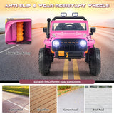 Interactive 12V Ride On Truck with Remote Control, LED Lights, and Music for Parent-Child Fun